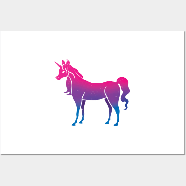 Bi Pride Unicorn on Black Wall Art by AliceQuinn